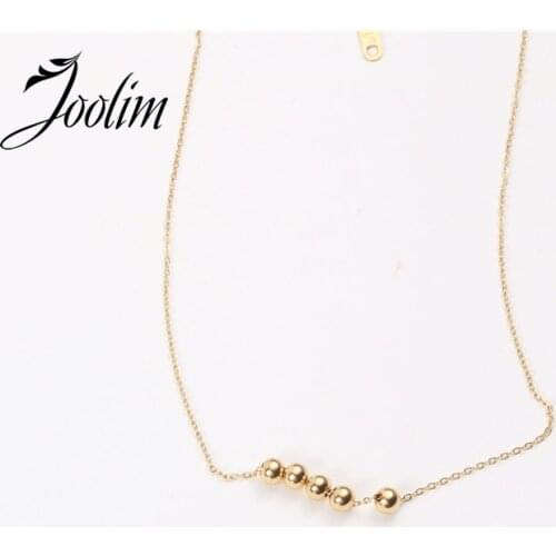 Joolim Jewelry Gold Finish Lucky Bead Necklace Stainless Steel Necklace