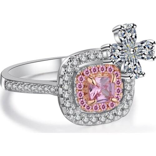 14k White Gold Bowtie Micro-set Diamond Ring For Women Rose Gold Pink Topaz Gemstone Wedding Engagement Rings Fine Jewelry Gifts