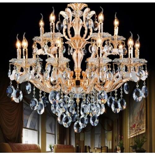 Hotel lobby gold chandelier candle light for church villa hall studio Cafe lighting living room chandeliers led lustre sconce