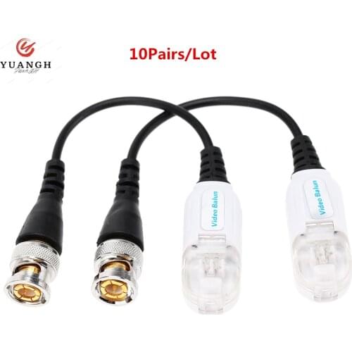 10 Pairs Coax Camera CCTV Passive BNC Video Balun to UTP Transceiver Connector 3000ft Distance Twisted Cable