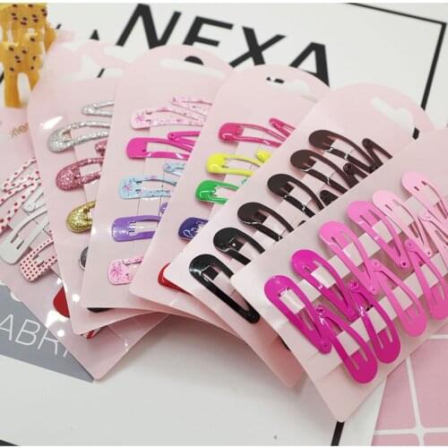 10 PCS New Girls Hairpins Hair Clip Kids Headwear Children Accessories Lovely Cartoon Heart Type Metal Candy ColorBaby BB Clips