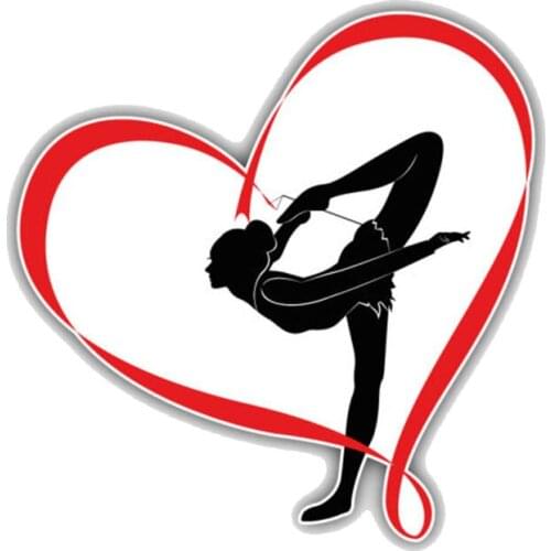 12.3CM*12.7CM Funny Gymnastics Girl Heartl PVC Motorcycle Car Sticker 11-00212