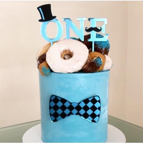 2pcs/set INS "One" Birthday Cake Supplies for Kids Birthday Party Cake Decorations Bow Acrylic Baby Happy Birthday Cake Topper