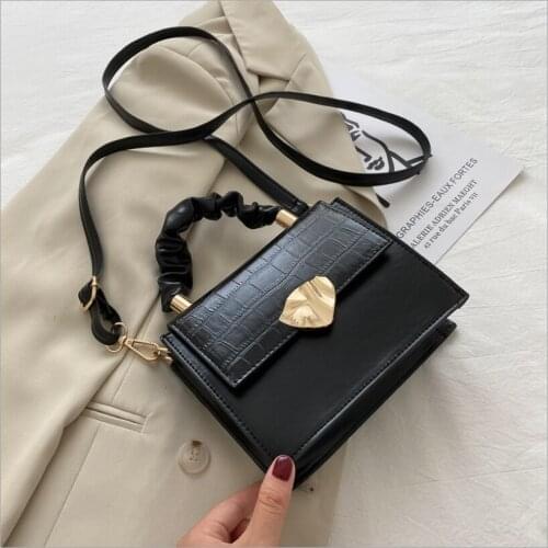 2021 Popular Simple Female Daily Bag Fashion Stone Pattern Women Shoulder Bags PU Pleated Handle Crossbody Handbag