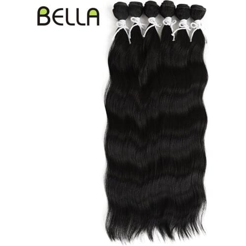 Bella Hair Bundles Synthetic Hair Extensions Black Ombre Blonde 6Pcs/Pack 6 Bundles 20 inch Deep Wave Bundles Hair Extensions