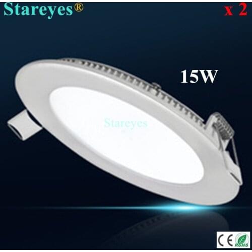 Free shipping 2 pcs Round led panel light 15W 1300LM AC90-265V 2835 SMD droplight bulb downlight lamp led ceiling light lighting