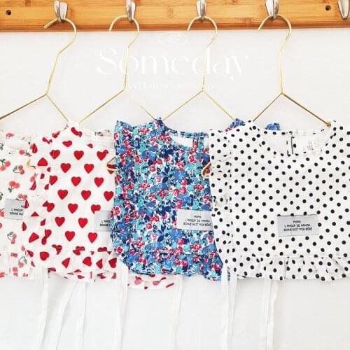 INS Korean Baby Cotton Bibs Sweet Coverall Clothes For Drooling Flower Print Pastoral Blouse Burp Cloths Kids Fashion Accessory