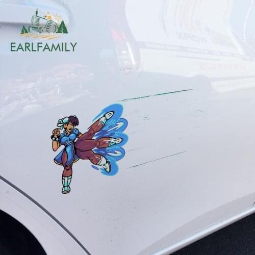 EARLFAMILY 13cm x 11.4cm for Arcade Fighter Chun Li Car Sticker Scratch-Proof Motorcycle Decal Cartoon Windshield Vinyl Car Wrap