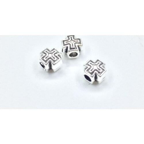 Eruifa 30pcs 6mm Cross Shell Spacer Beads Zinc alloy Jewelry DIY Handmade Bracelet Necklace Earring