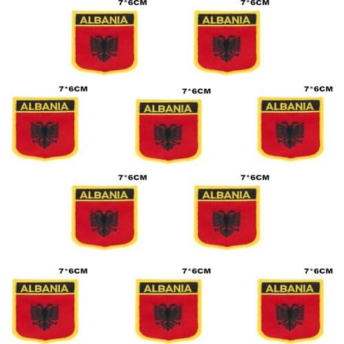 Albania Flag Embroidery Patches Iron on Saw on Transfer patches Sewing Applications for Clothes in Home&Garden