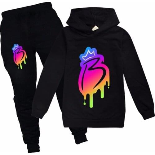 Toddler Boys Clothing Set Girls Spring Autumn Sweatshirts Fashion Hoodies Tracksuit Royally B Cartoon Hooded T-Shirt Pants Suit