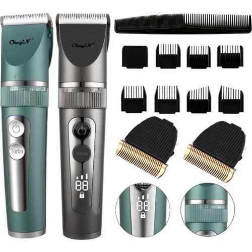 Professional Waterproof Electric Hair Clipper Ceramic Blade Hair Trimmer Cordless Fine Tuning Barber Hair Cutting Machine Razor