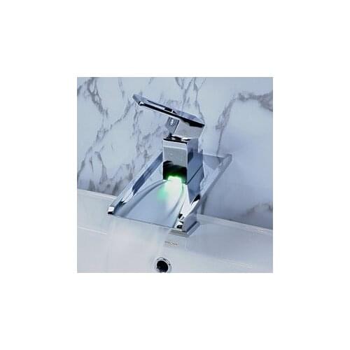 Color Changing LED Waterfall Bathroom Sink Faucet & Basin Faucet mixer+ 100% warranty
