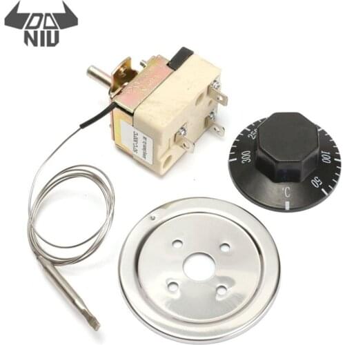 DANIU Micro Thermostat AC 250V 16A 50-300/50-400 Degrees Celsius Temperature Controller NO NC for Electric Oven