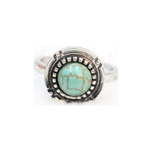 Fashion circular Artificial blue stone rings Antique style stone ring
