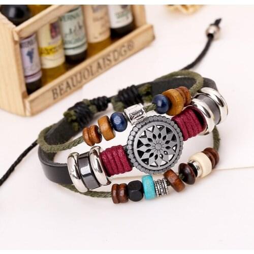 CIBOCIBO Retro Bracelet Men Luxury Jewelry Brand Designer Bracelet Men Classic Beaded Bracelet For Men Charm Leather Wristband