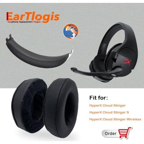 EarTlogis Velvet Replacement Ear Pads for HyperX Cloud Stinger, Stinger S, Stinger Wireless 7.1 Headset Bumper Headband Earmuff