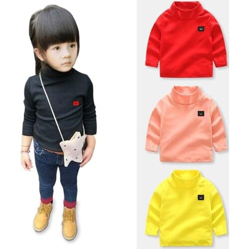 Winter Autumn boys girls High-necked T-shirt turtleneck sweatshirts fashion sports Cotton Bottoming shirt toddler kids clothes