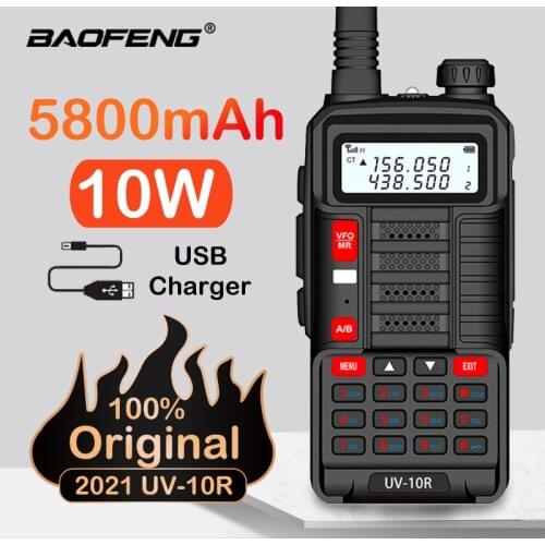 2021 Baofeng New Professional Walkie Talkie UV 10R 30km 128 Channels VHF UHF Dual Band Two Way CB Ham Radio Baofeng UV-10R plus