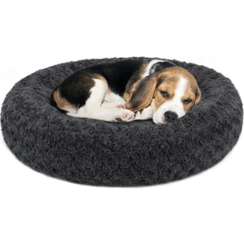 Simple Round Solid Color Fleece Pet Bed House Fluffy Soft Dog Kennel Absorbent Cat Cushion Warm Sofa Sleeping Mats Pet Supplies