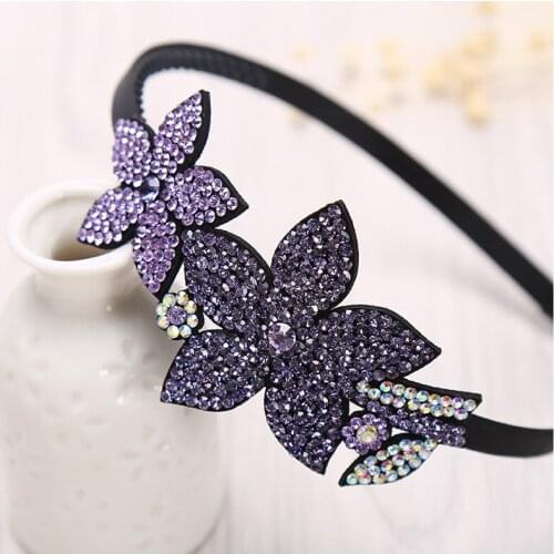 Simple New Rhinestone Headband Girl Flower with Tooth Non-slip Fine Hairband Headdress for Women Fashion Hair Accessories