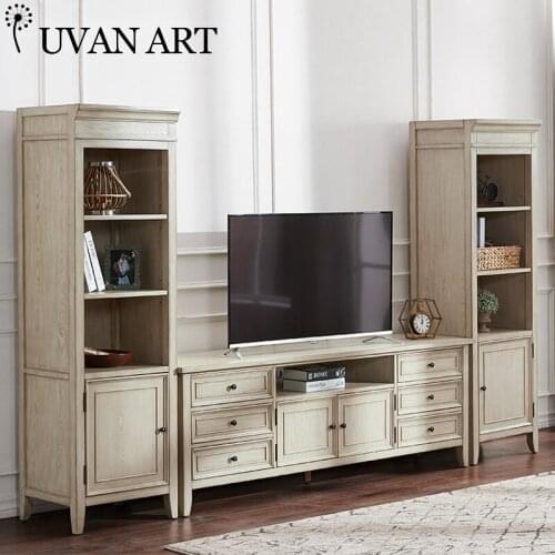 Retro TV side cabinet small apartment living room solid wood foot cabinet 021B-24