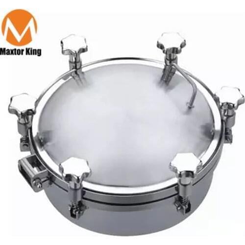 MK 300mm Sanitary Round Pressure Manhole Cover SS304 for Fermentation Tank with Stainless Steel Handle Wheel