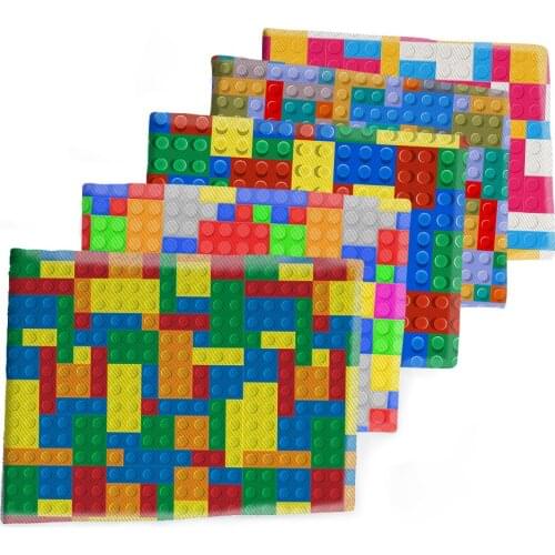 Twill Fabric Printed Jigsaw Building Blocks Pattern DIY Sewing Fabric for Clothes Textiles Handmade Decoration 50*145cm