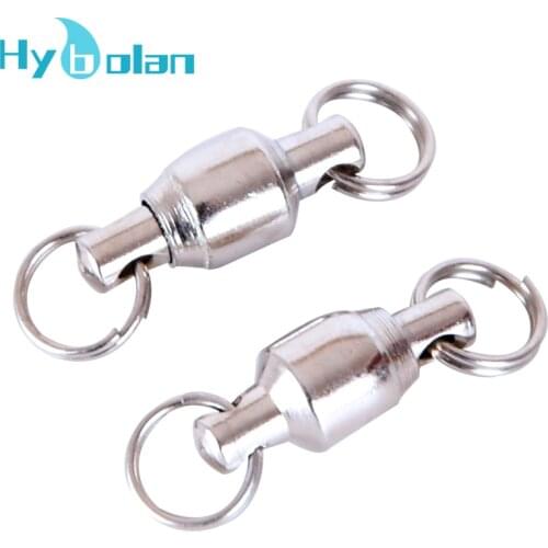 10pcs Fishing Swivel Heavy Duty Ball Bearing Connector Rolling Stainless Steel Solid Ring Hook Connector Fish Tacke Accessories