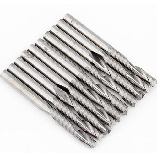 10Pcs/set 3.175 mm 17mm Single Flute solid Carbide Spiral End Mills Router Bit