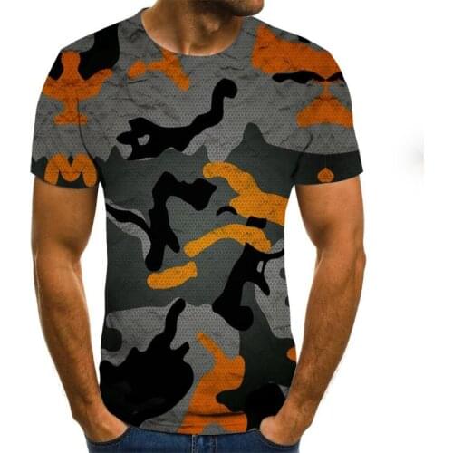 2020 summer Europe and America 3d color outline art digital printing top round neck short sleeve unisex