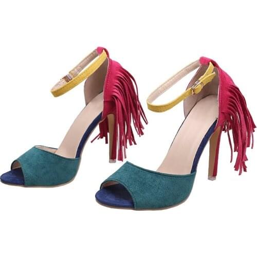 High Heels Shoes 2021 New Women Peep Toe Heeled Prom Evening Party PU Thin Heels Summer Fashion Womens Sandals