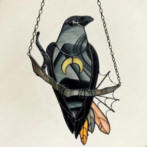 Home decoration accessorie Pendant Crow Pattern Landscaping Ornaments Metal Door Wall Hanging Ornaments for Home room decoration