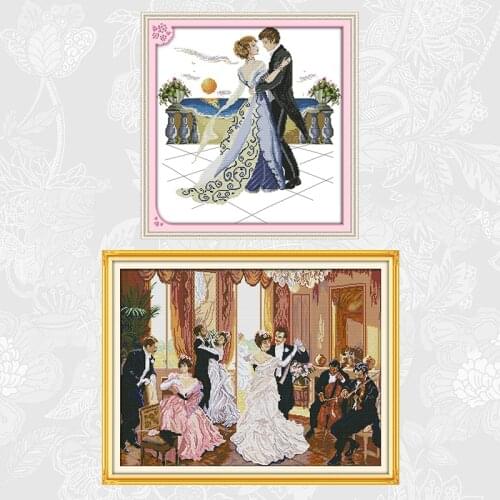 The family party and perfect partners Cross-stitch Printed on Canvas DIY Handwork Cross Stitch kits Embroidery Needlework Sets