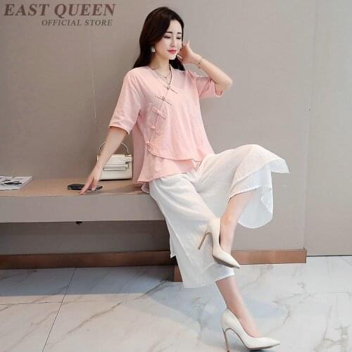 Chinese Style Vintage Outfits For Women Cheongsam Qiao Female Shanghai Tang Clothes Womens Two Piece Sets 2019 Skirt Set TA1709