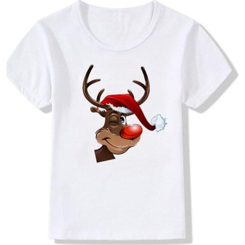 Santa Pattern Funny Children T shirt Kids Merry Christmas Cartoon Clothes Baby Boys Girls Summer T-shirt tops tee clothing