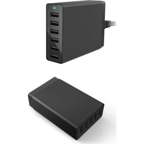 USB Charger 6-Port USB Charger Station Multiple Devices Smart Charger USB Adapter,for iPhone, Androids,Etc