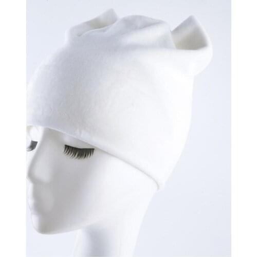 Woman Winter Flannel Skullies Cat Ear Hat Plus Velvet Thick Double Layer Warm Beanie Hat Ear Flaps Girls Cute Fluff Knit Cap