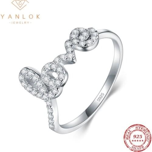 YANLOK 925 Sterling Silver Forever Love Romantic Finger Rings For Women Fine Wedding Engagement Anniversary Jewelry 2022 New