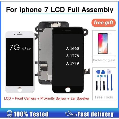 LCD Display For iPhone 7 A1662 A1778 A1779 Touch Screen Digitizer Full Set Assembly Replacement +Front Camera+Sensor+Ear Speaker