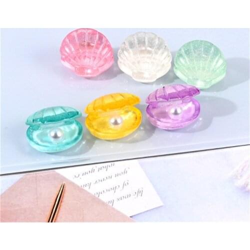 Julie Wang 10PCS Resin Pearl Shell Charms Random Color Flat Back Seashell Jewelry Making Accessory Craft Home Decor