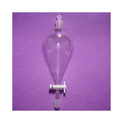 1000ML,Pyriform Separatory Funnel,PTFE Valve,24/29 Ground Joint