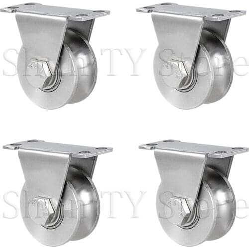 2Inch Steel U-Groove Wheel, Heavy Duty Rigid Caster For Inverted Track Sliding Gate Wire Rope Rail, Loading Capacity 440 lbs