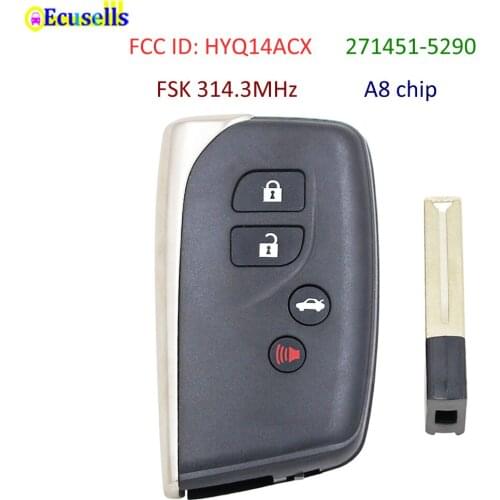 3+1/4 Button FSK 314.3MHz Keyless-Go Remote Key Board 271451-5290 A8 Chip For Lexus LS460 LS600H with TOY12 FCC ID: HYQ14ACX