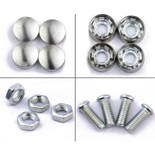 50LC Universal Car License Plate Frames Screw Cap Kit Tag Metal Latches Cover