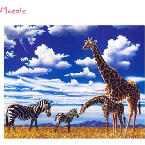 New Diamond Painting Full Square Drill Picture of Rhinestones"Zebras and Giraffes"Diamond Embroidery Mosaic Household Decor