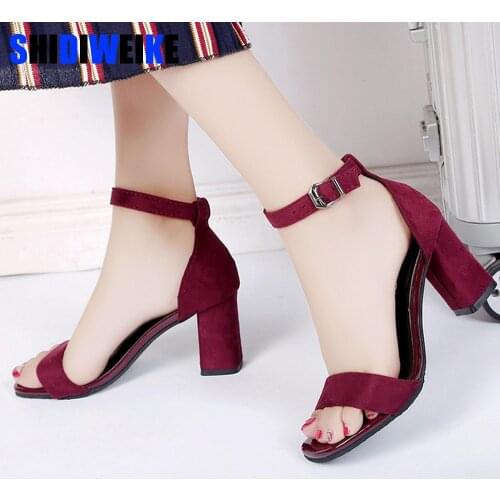2021 big size 34-40 hot sale women sandals flock summer shoes simple buckle party wedding shoes sexy high heels shoes n971