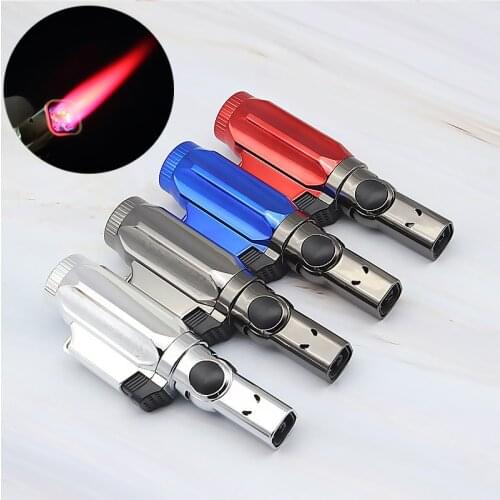 Four Nozzles Outdoor BBQ Torch Turbo Cigar Lighter Spray Gun Jet Butane Lighter For Kitchen Metal 1300 C Fire Windproof Lighter