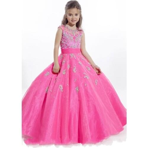 Flower Girl Wedding Party Blue Organza Little Bridesmaid Banquet Dress Girls Birthday Party Dinner Party First Dinner Dress