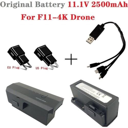 For F11-4K Drone Rechargeable Li-Po Battery 11.1V 2500mAh + USB Charger 5G Wifi GPS FPV Quadcopter spare parts RC Drone